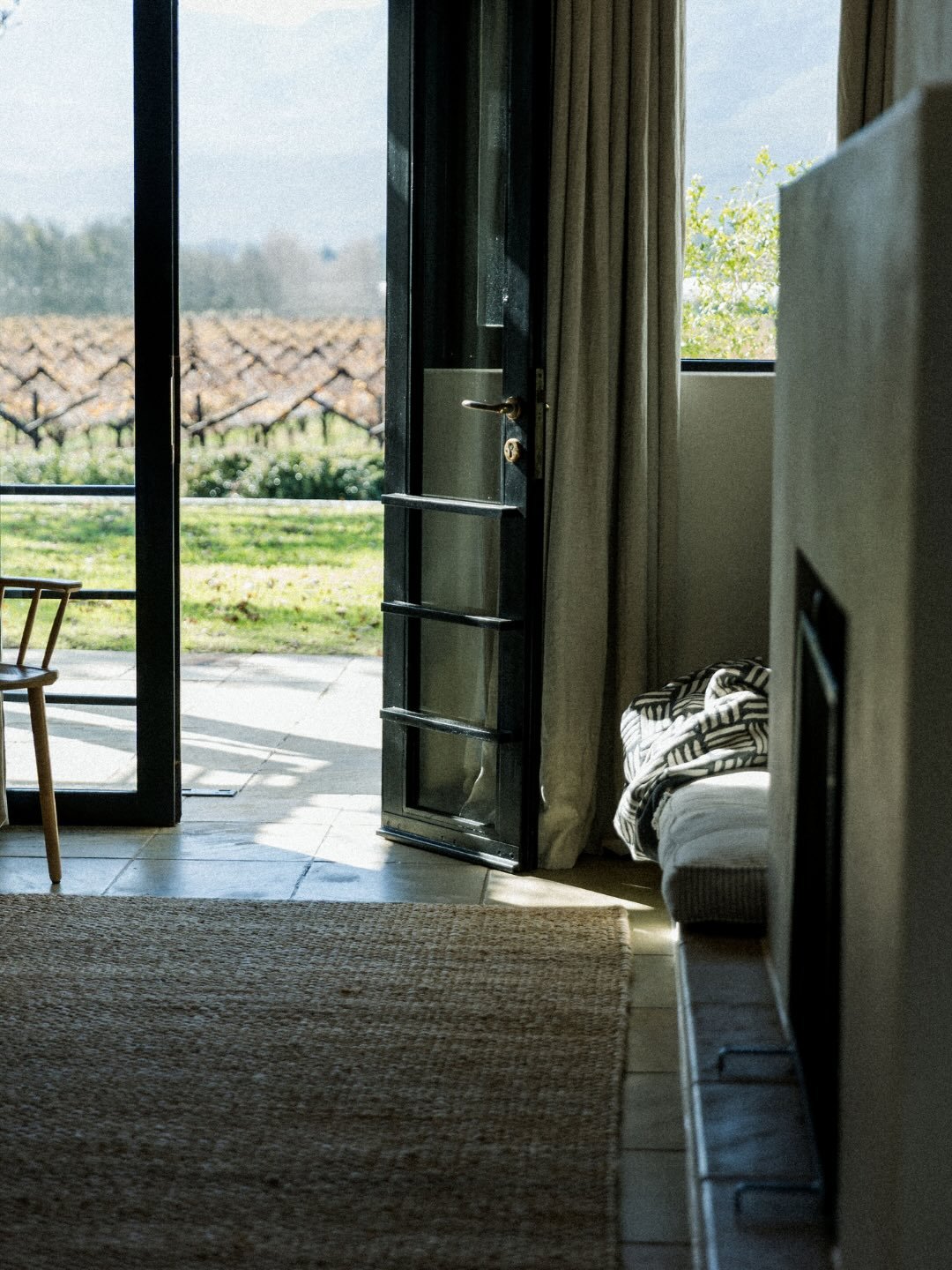 Guest suite at Nieuwe Sion opening onto the vineyards